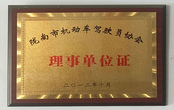 隴南市機動車駕駛員協(xié)會理事單